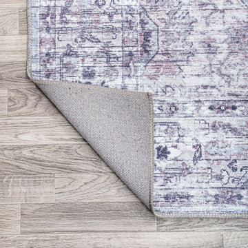 Didim Boho Gray Medallion Washable Area Rug